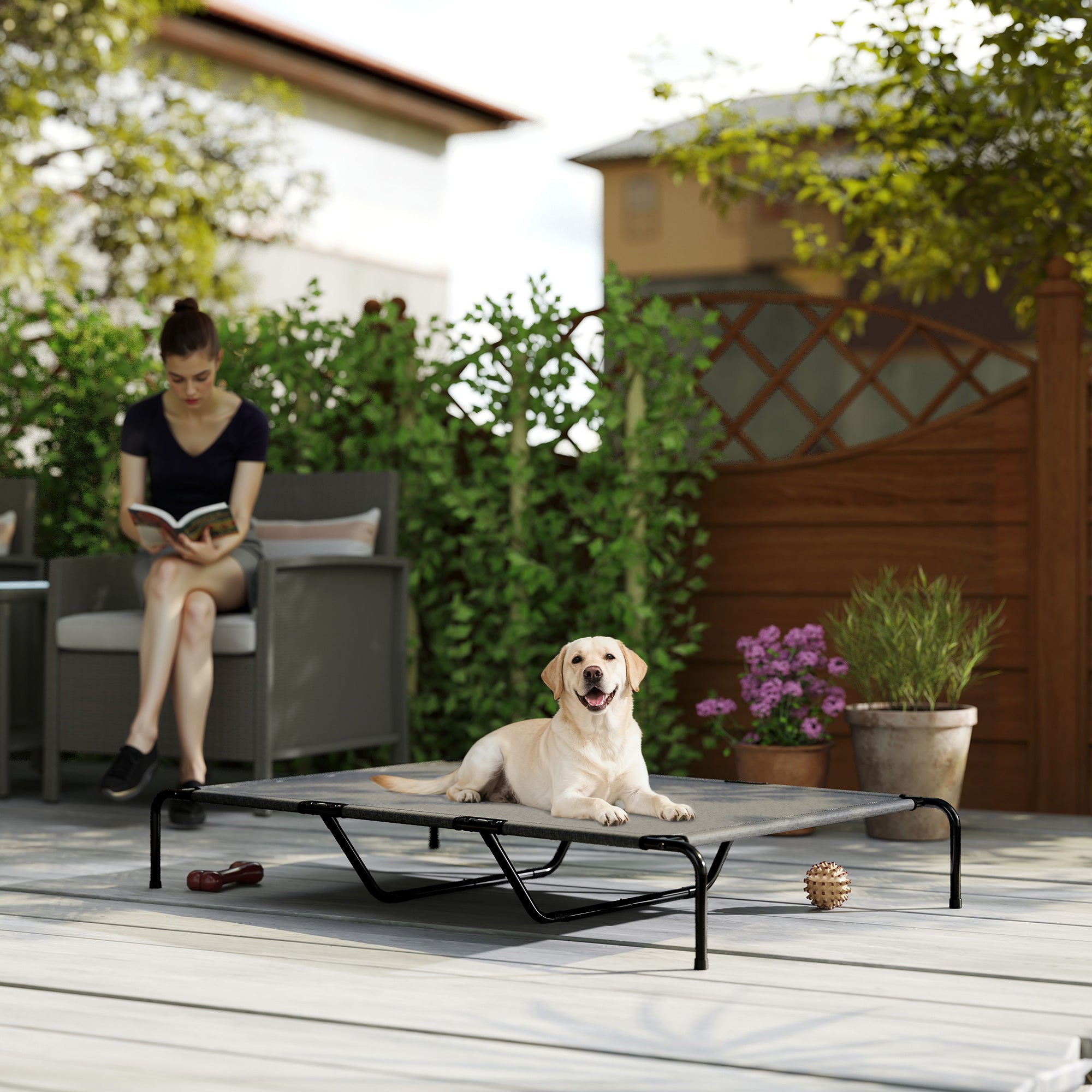 Elevated Pet Bed Gray 60 Inch Large Platform
