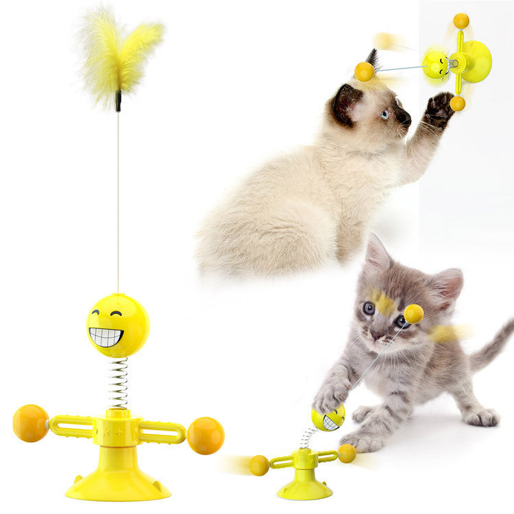 Interactive Turntable Windmill Glowing Pet Toy