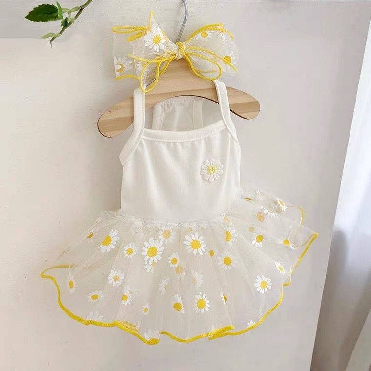 Pet Cute Mesh Strawberry Strap Dress Lightweight Apparel