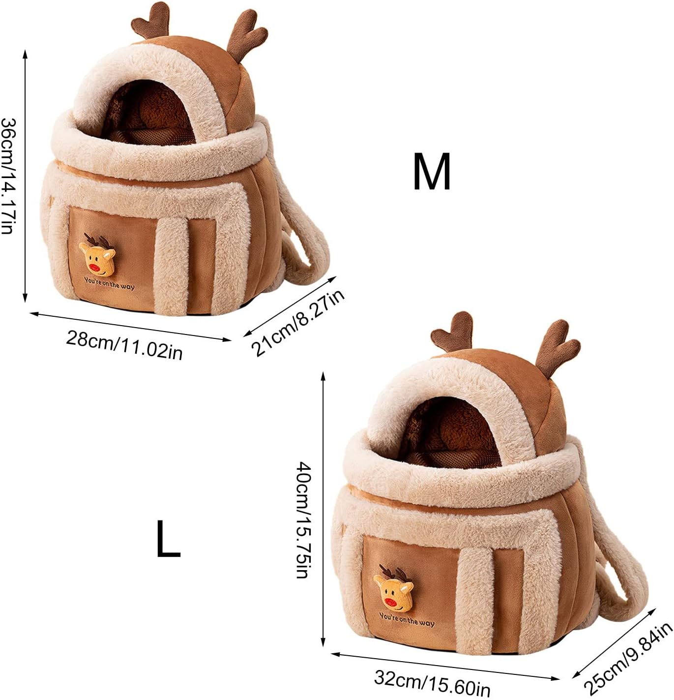 Plush Pet Carrier Backpack Winter Outdoor Travel Bag With Hand Warmers