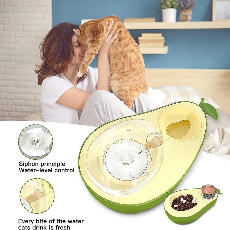 Automatic Avocado-Shaped Water and Food Feeder for Pets