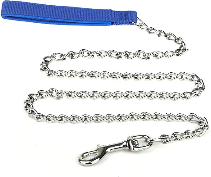 Heavy-Duty Metal Chew-Proof Leash with Padded Handle for Pets