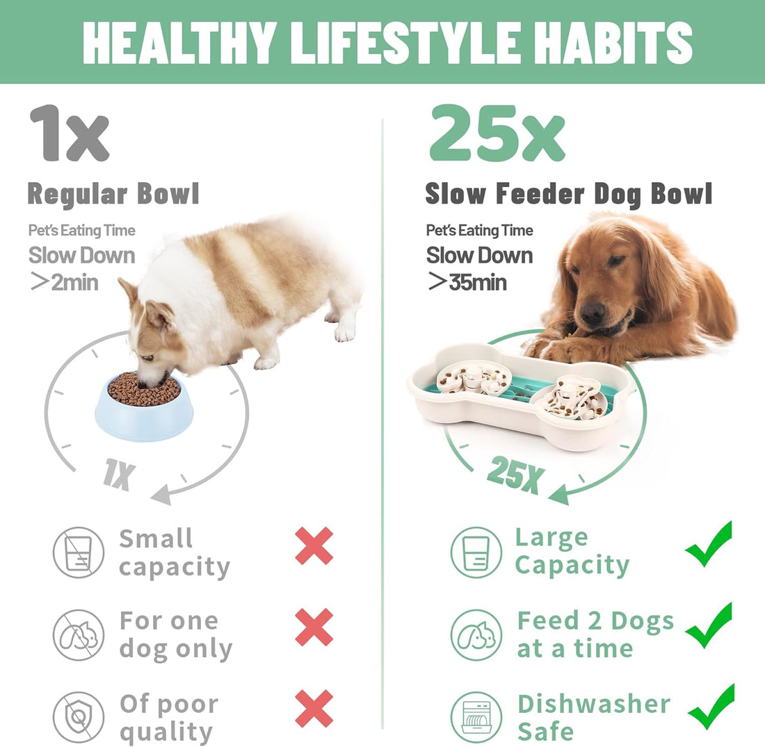 Slow Feeder Pet Bowl Anti Choking Puzzle Food Dish Large Breed