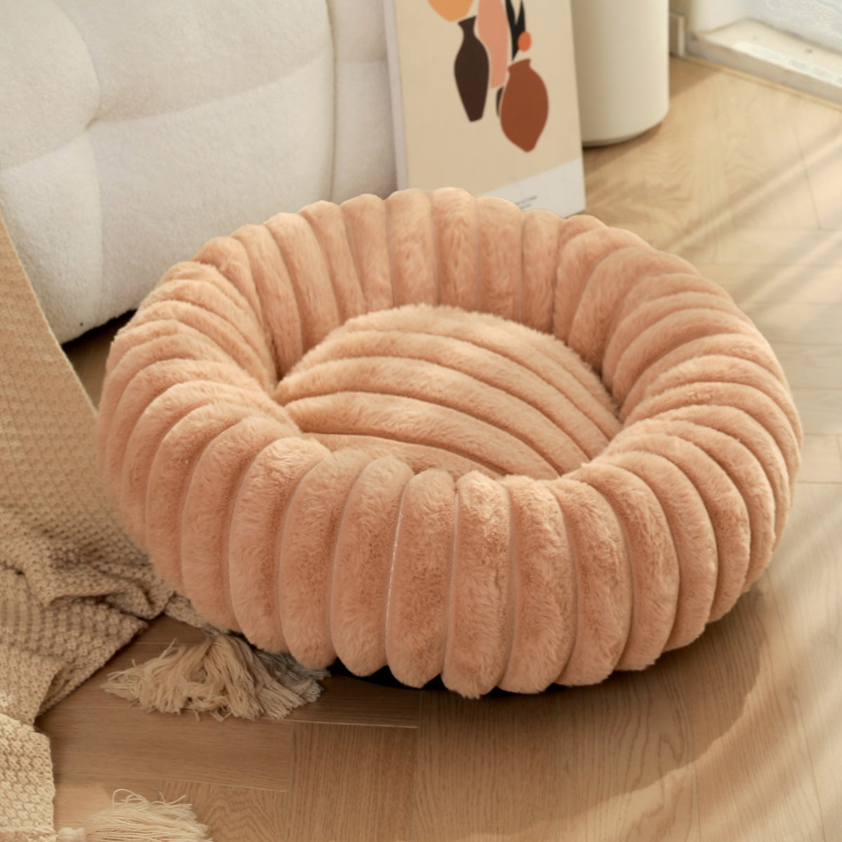 High-Weight Plush Pet Nest Round Comfortable Warm Bed for Pets