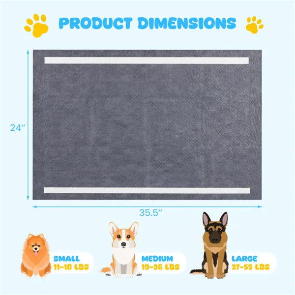 150 Pack Activated Carbon Pet Training Pads Odor Control Extra Large 35.5x24 Inches