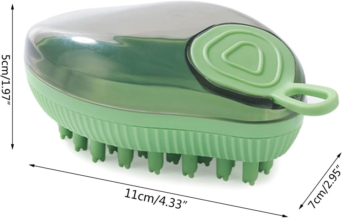 Silicone Pet Bath Brush With Soap Dispenser Massage Grooming Tool