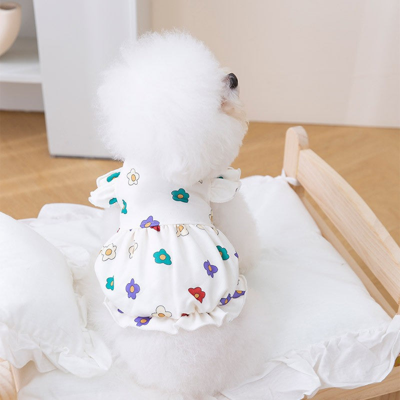 Pet Cute Mesh Strawberry Strap Dress Lightweight Apparel