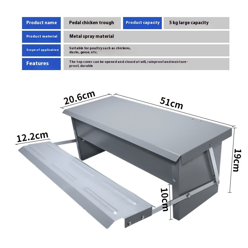 Pedal Type Automatic Poultry Feeding Trough For Birds