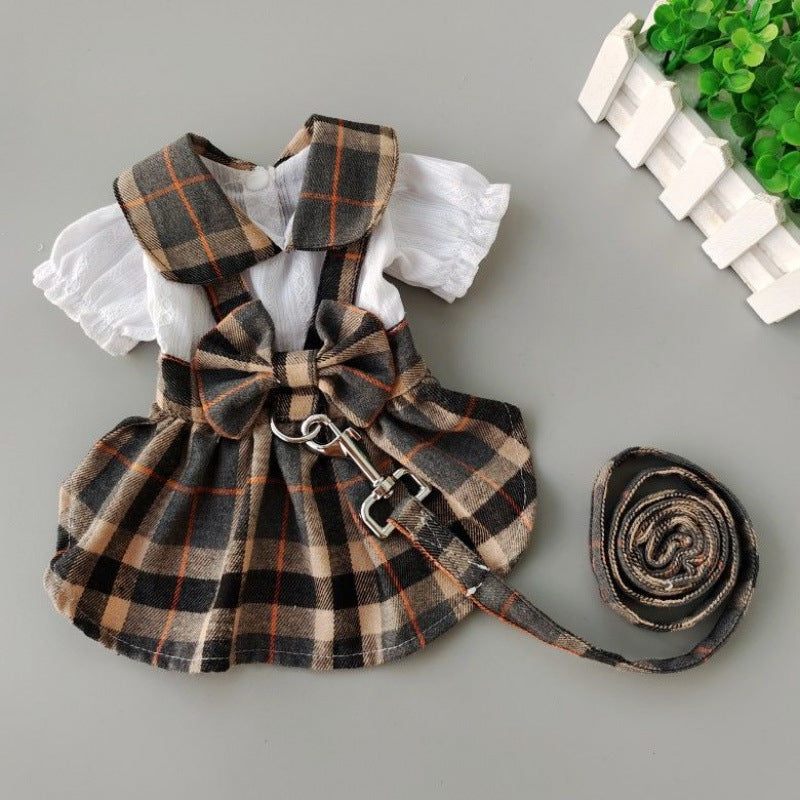 Outdoor Walk Pet Dress With Leash Attachment