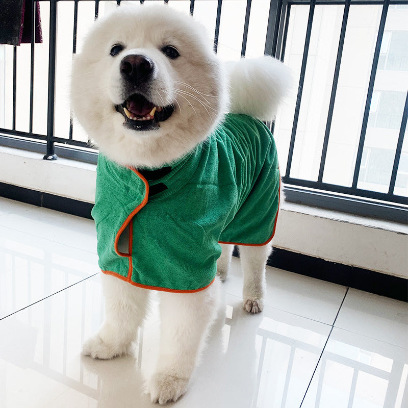 Pet Bathrobe Fast Drying Microfiber Absorbent Grooming Adjustable Towel Coat