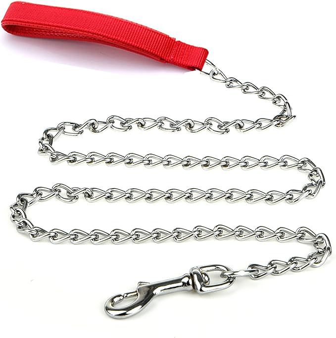 Heavy-Duty Metal Chew-Proof Leash with Padded Handle for Pets