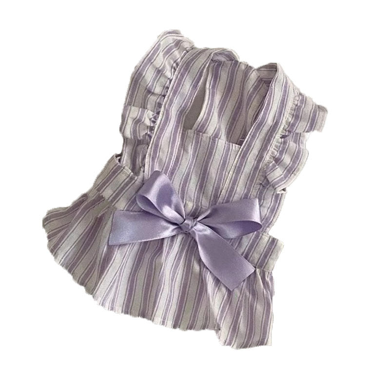 Princess Style Striped Flying Sleeve Pet Dress