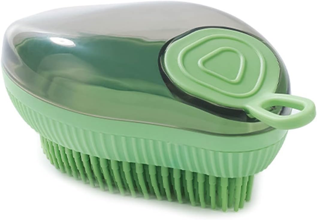 Silicone Pet Bath Brush With Soap Dispenser Massage Grooming Tool