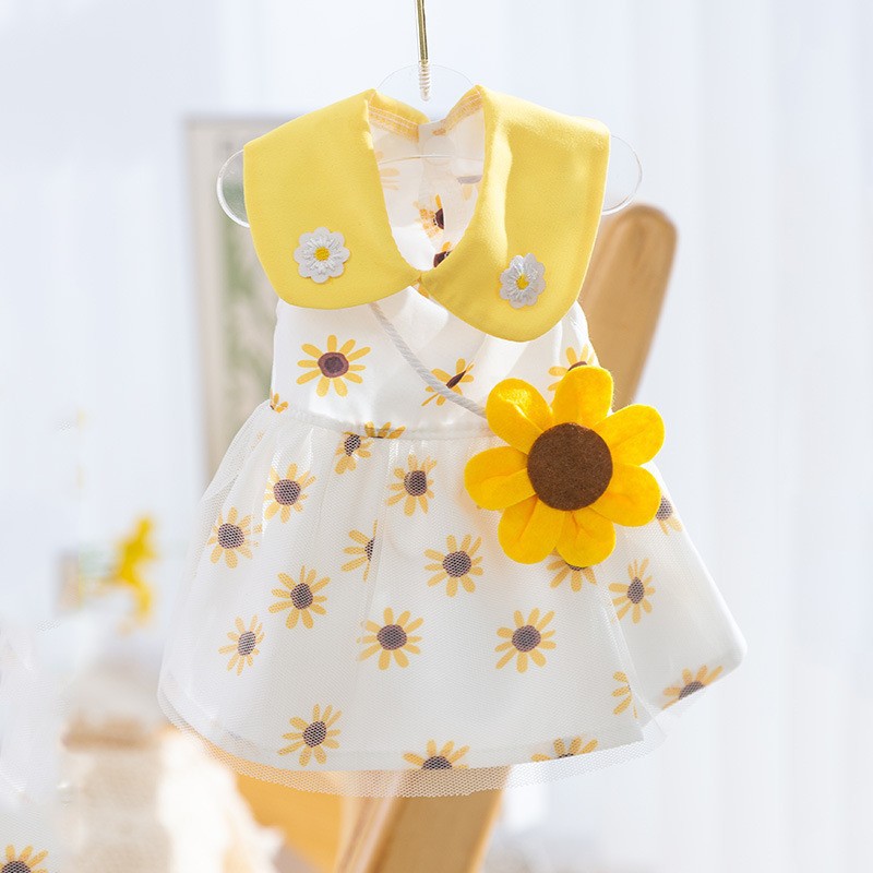 Pet Cute Mesh Strawberry Strap Dress Lightweight Apparel