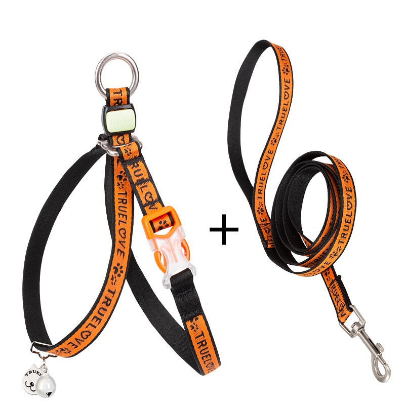 Pet Chest Strap Leash with Bell for Small Pets