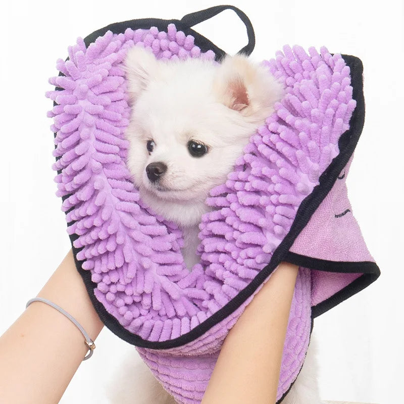 Absorbent Microfiber Pet Drying Towel With Hand Pockets For Pet Care