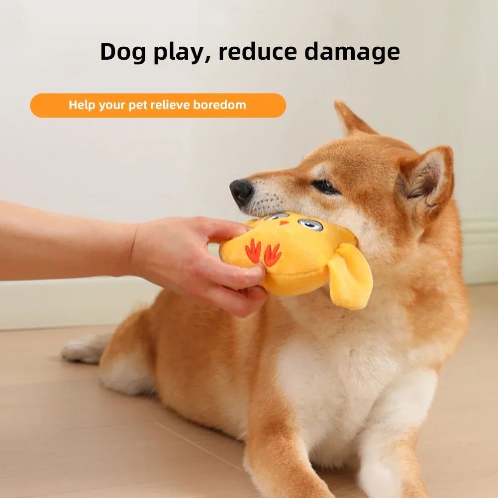 Animal Shape Squeaky Plush Bite Resistant Pet Toy