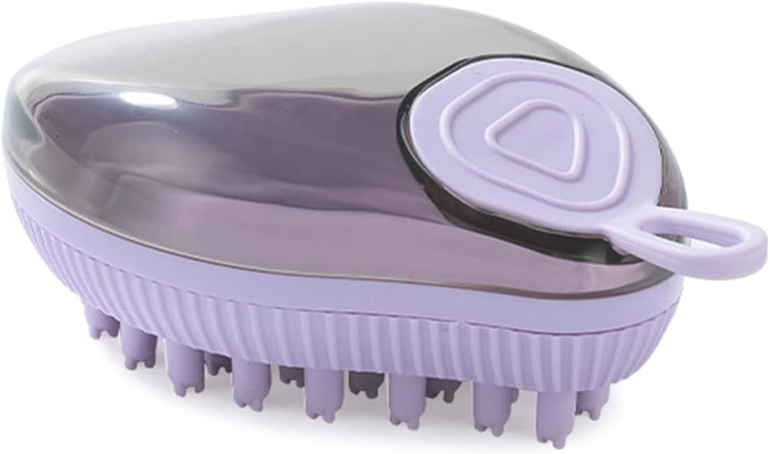 Silicone Pet Bath Brush With Soap Dispenser Massage Grooming Tool