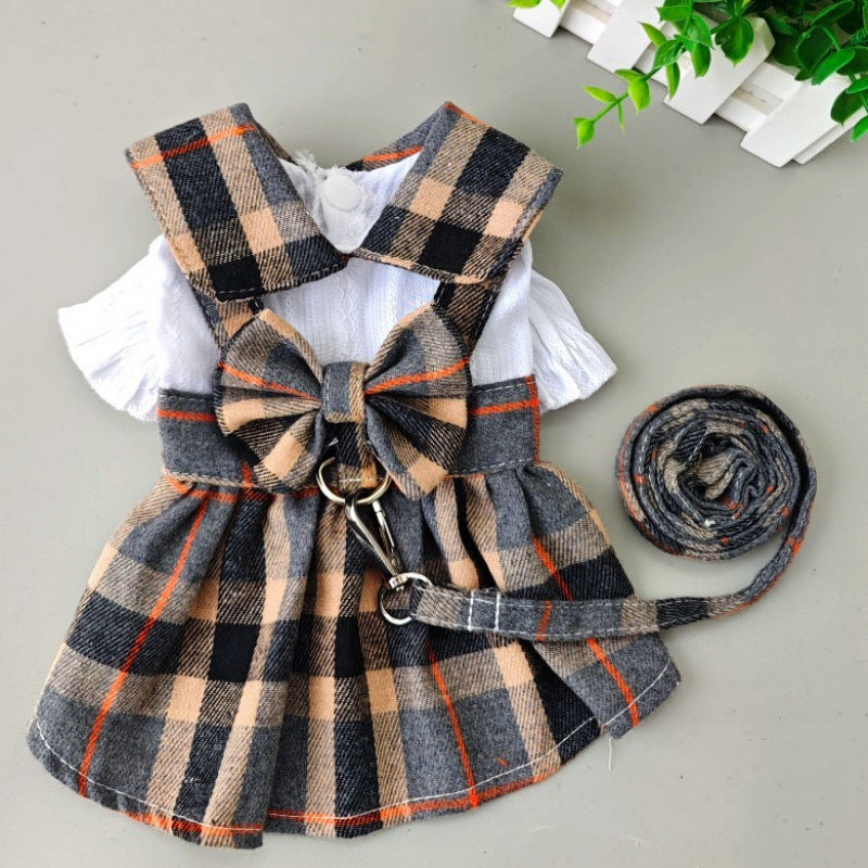 Outdoor Walk Pet Dress With Leash Attachment