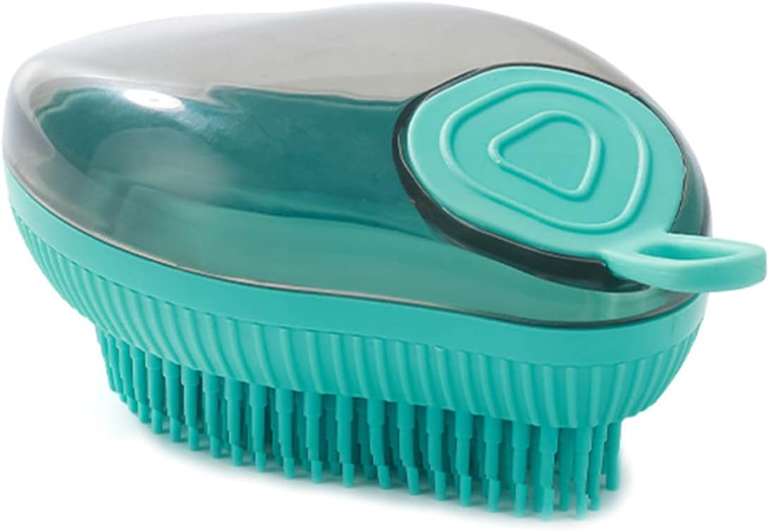 Silicone Pet Bath Brush With Soap Dispenser Massage Grooming Tool