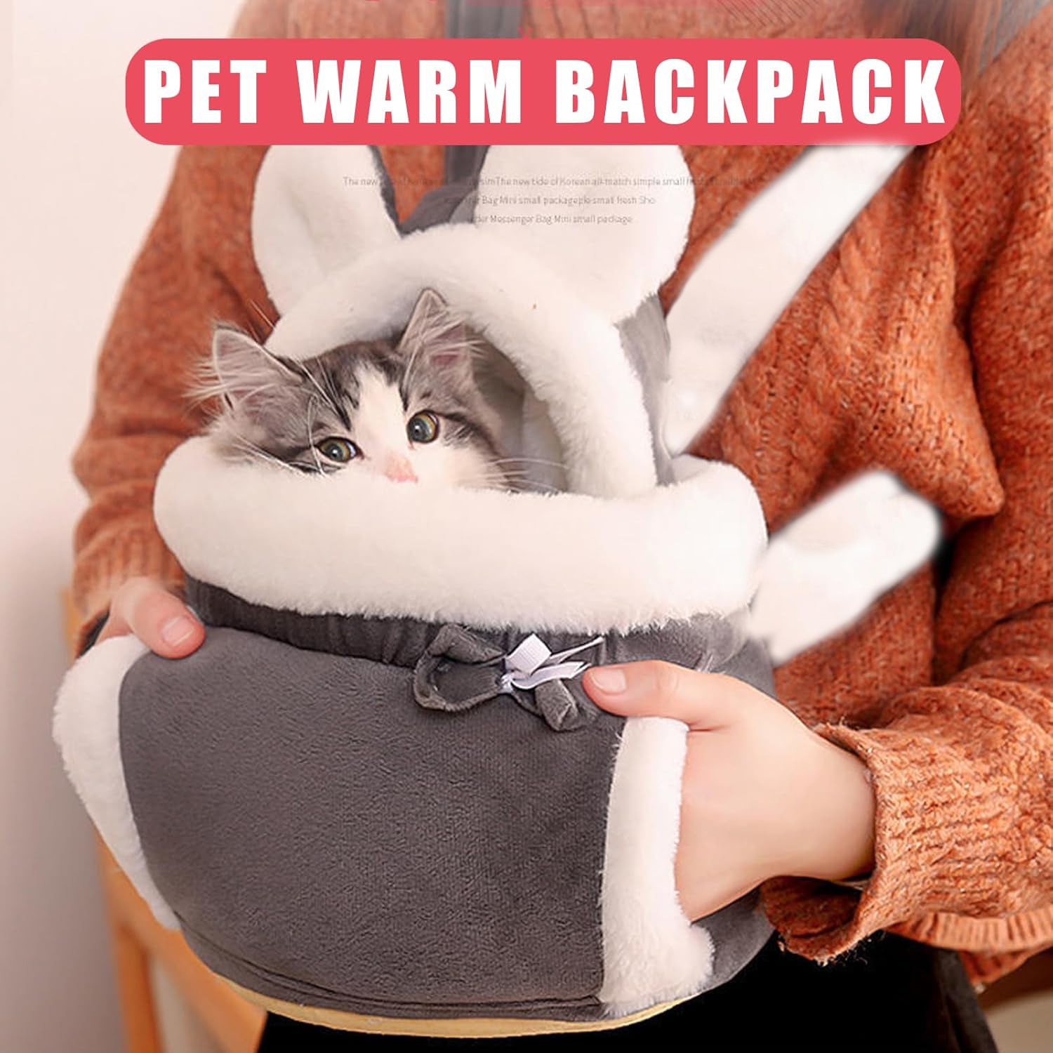 Pet Double Pocket Front Carrier Backpack Warm Travel Bag