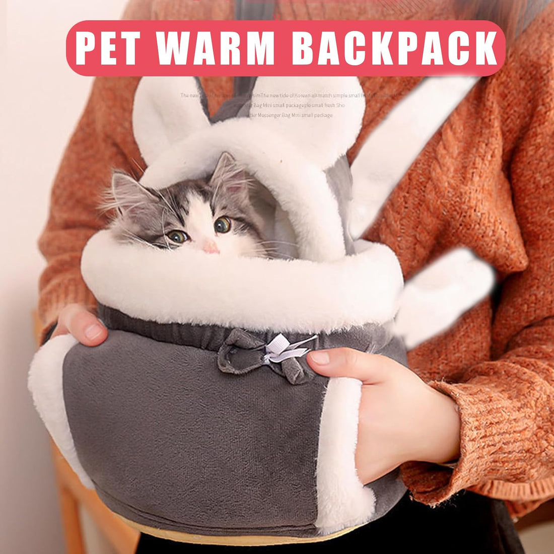 Pet Double Pocket Front Carrier Backpack Warm Travel Bag