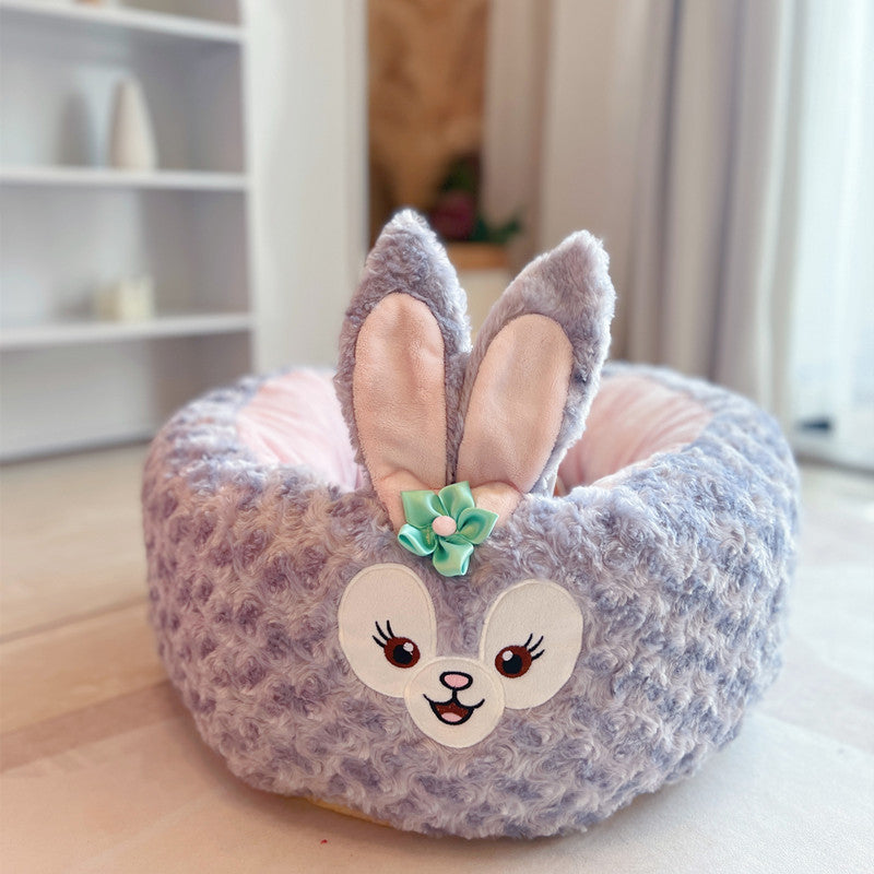 Cartoon Red Panda Plush Round Bed for Pets All Seasons