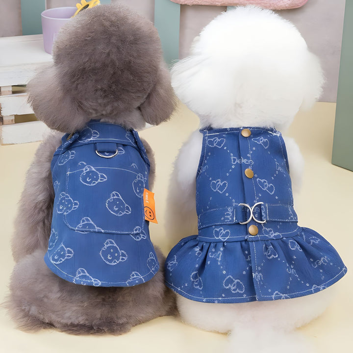 Pet Spring Autumn Thin Denim Princess Dress Cute Apparel