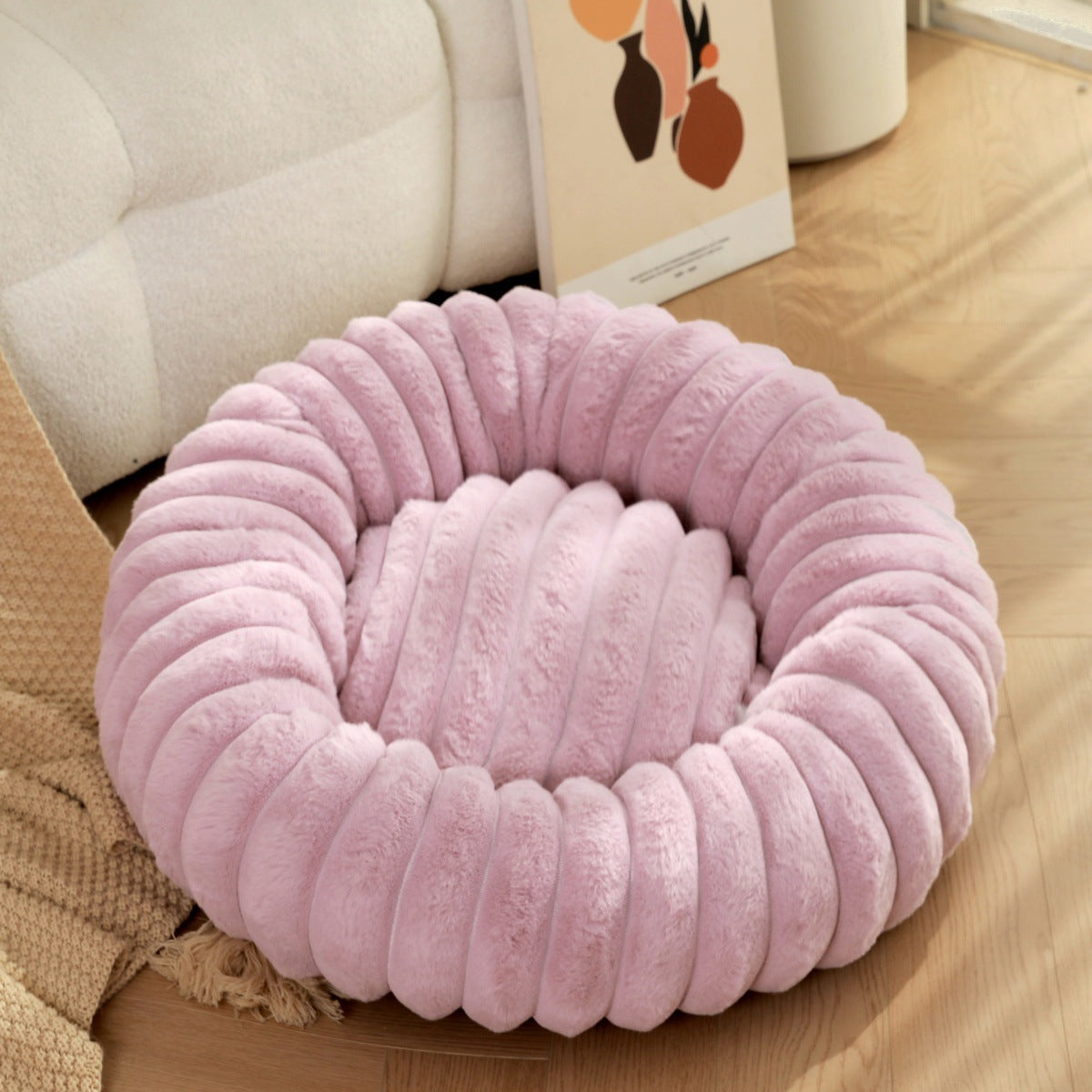 High-Weight Plush Pet Nest Round Comfortable Warm Bed for Pets