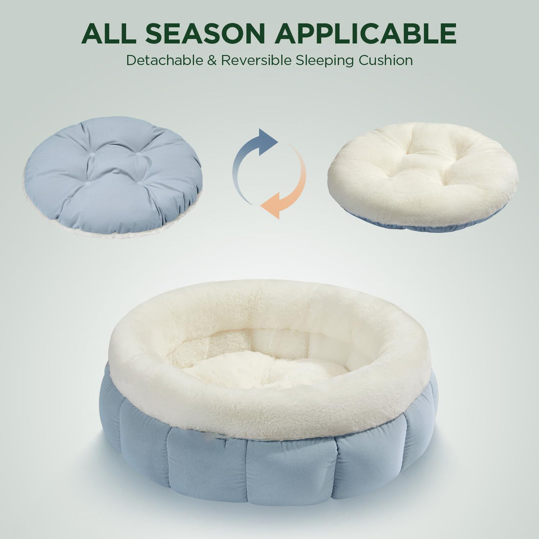 Round Donut Bed Washable Comfortable Pet Bed for Small Pets