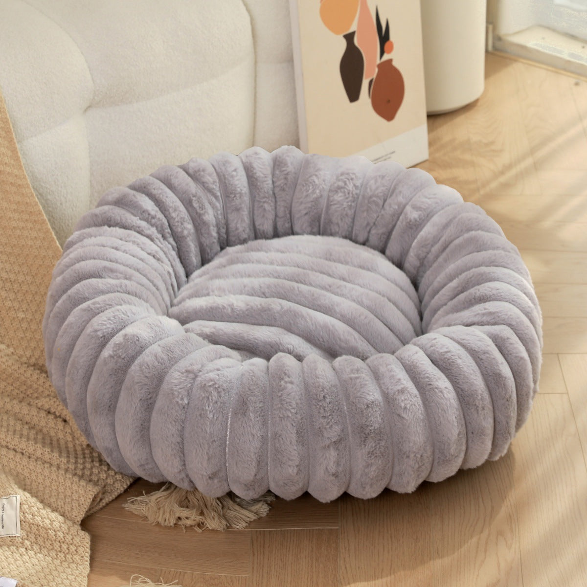 High-Weight Plush Pet Nest Round Comfortable Warm Bed for Pets