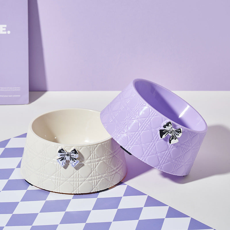 Pet Decorative Bowknot Food and Water Bowls for Pets