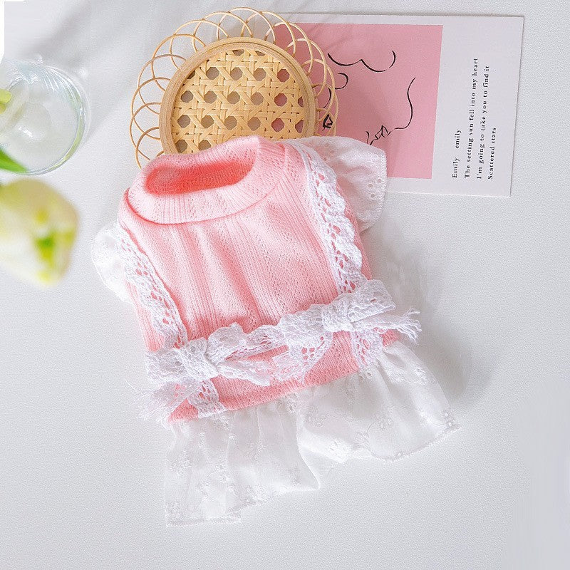 Pet Cute Mesh Strawberry Strap Dress Lightweight Apparel