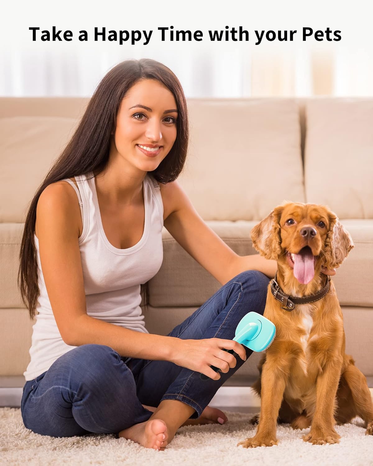 Pet Grooming Brush for Shedding and Hair Removal