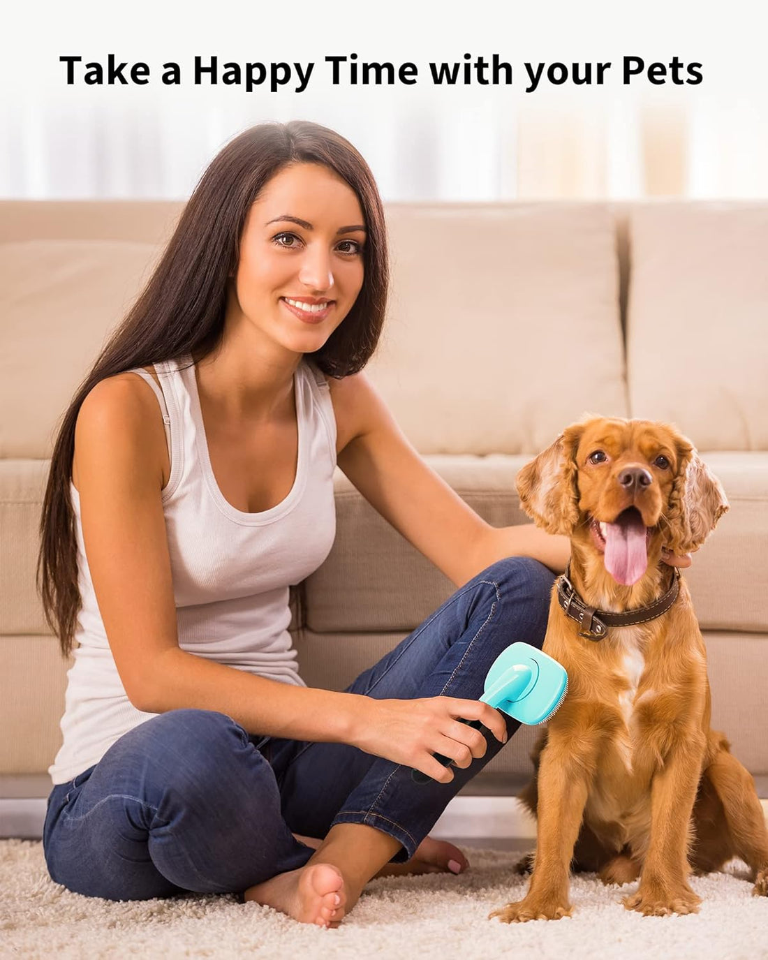 Pet Grooming Brush for Shedding and Hair Removal