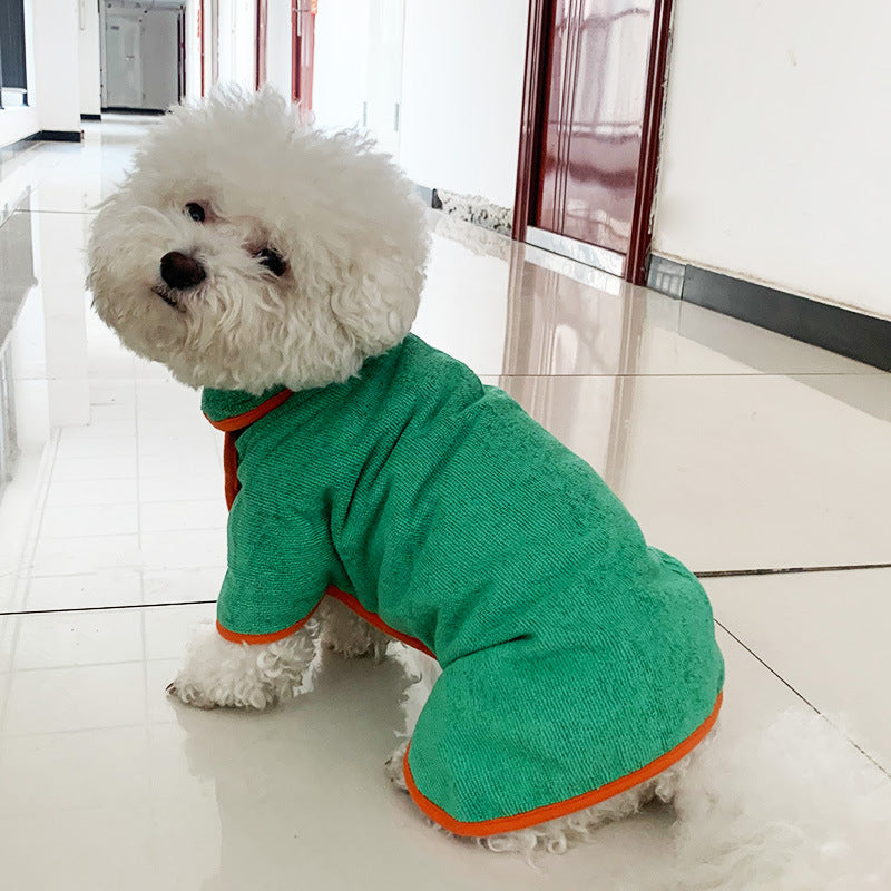 Pet Bathrobe Fast Drying Microfiber Absorbent Grooming Adjustable Towel Coat