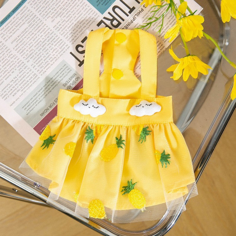 Pet Cute Mesh Strawberry Strap Dress Lightweight Apparel