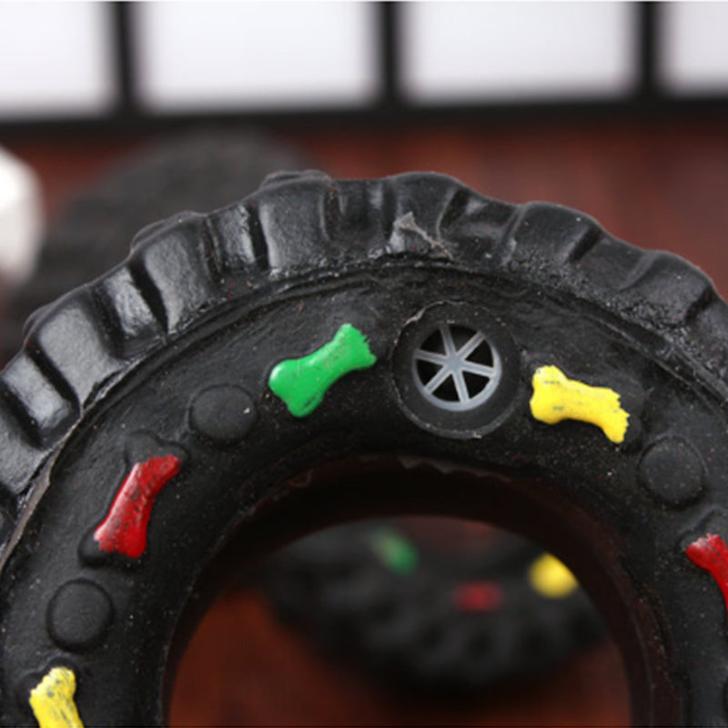 Small Tire Squeaky Rubber Pet Toy Chew Interactive Sound Toy