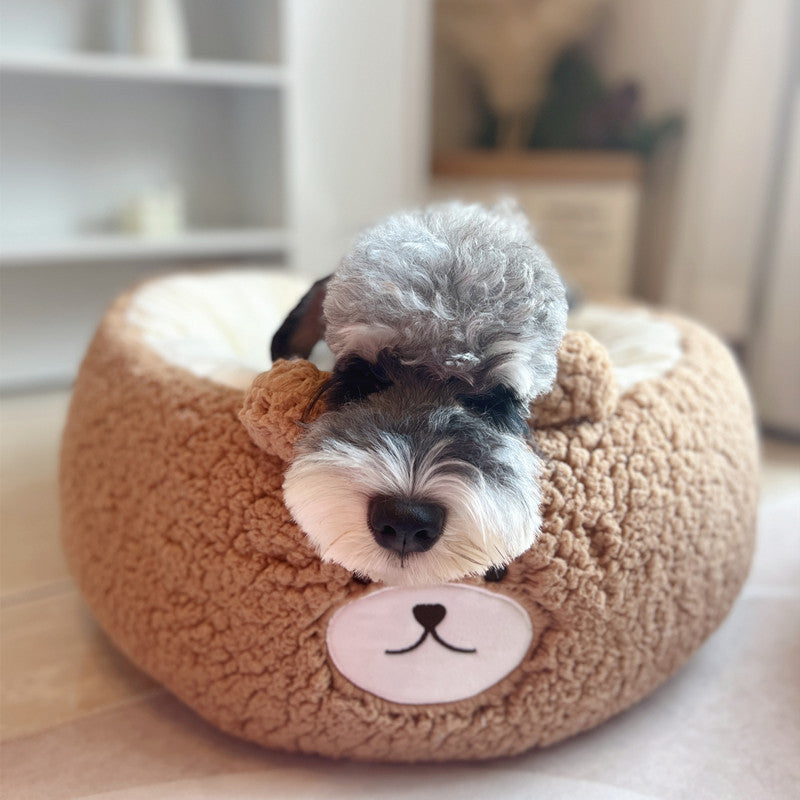 Cartoon Red Panda Plush Round Bed for Pets All Seasons