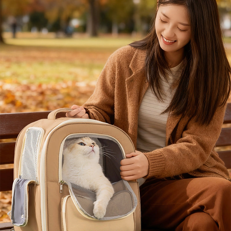 Breathable Pet Carrier Backpack With Mesh Window Comfortable Travel Bag