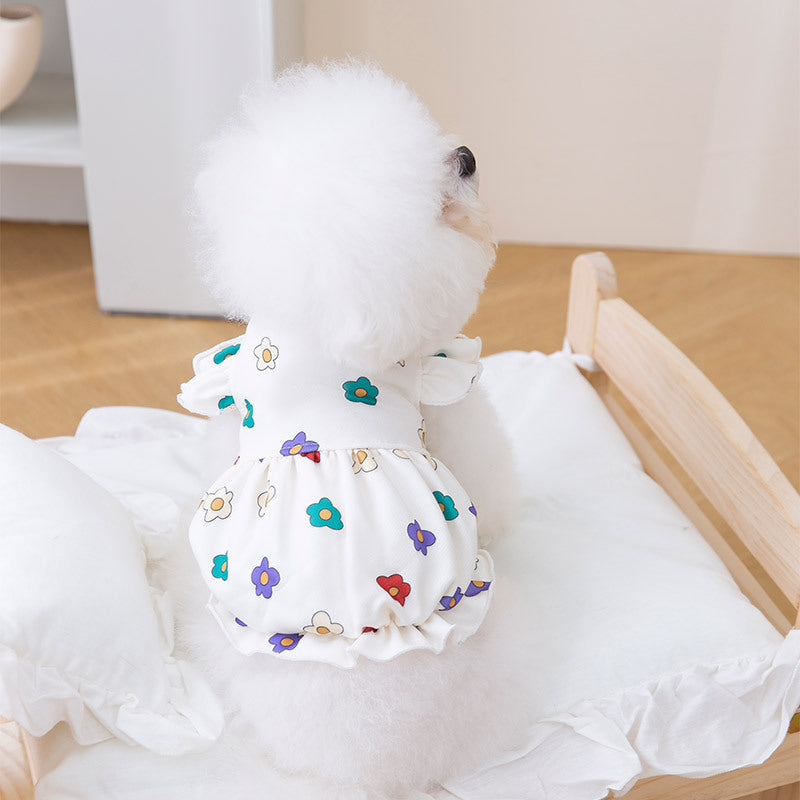Lightweight Flower Printed Cute Pet Dress For Pet Wear