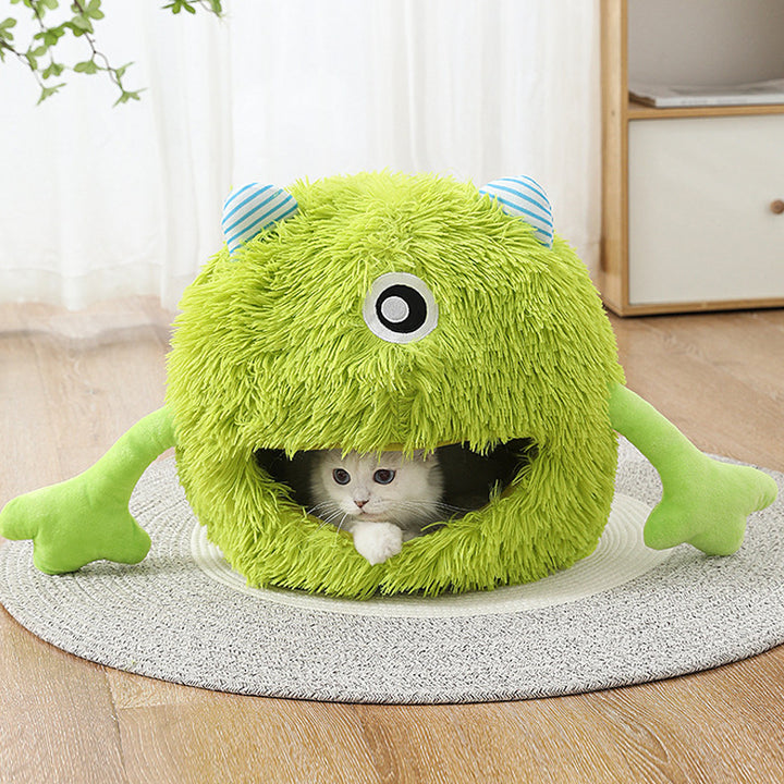 Fluffy Round Washable Calming Pet Bed for Small Pets