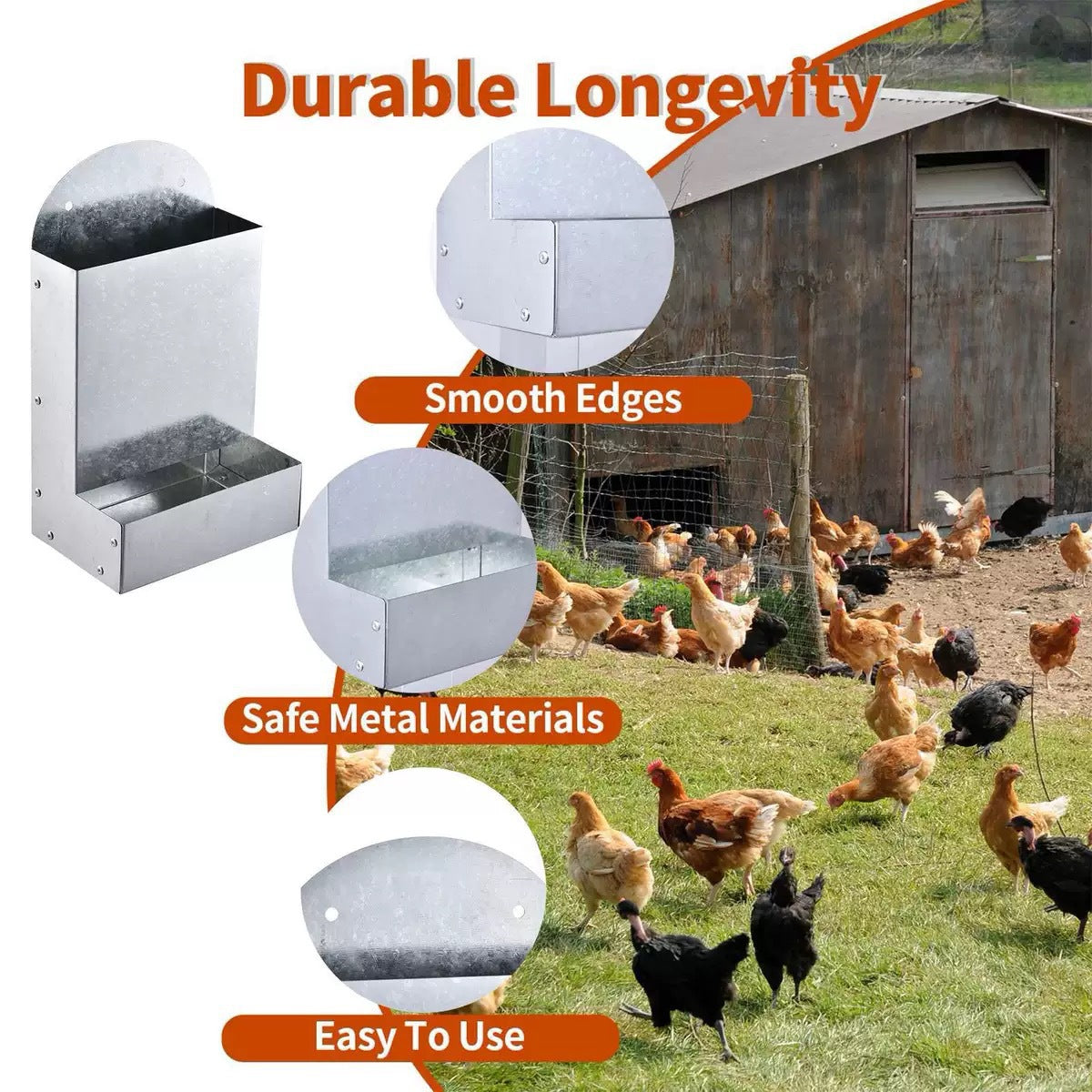 Metal Poultry Feeding Trough For Birds And Small Animals