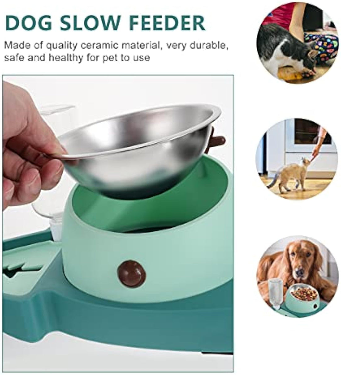 Pet Slow Feeder Bowl Detachable Water Tray For Pet Feeding
