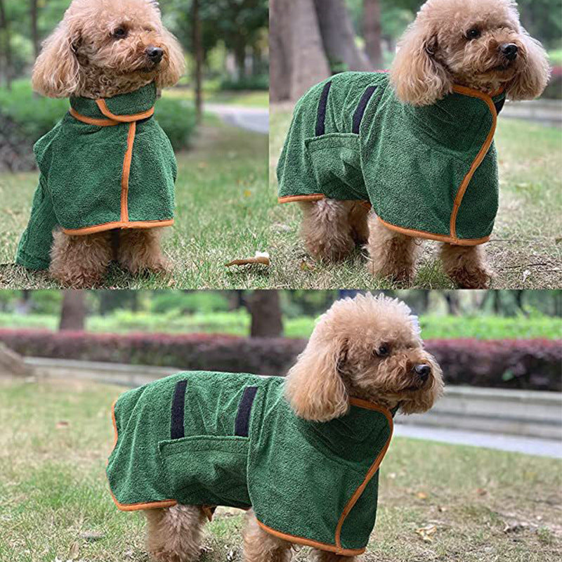Pet Bathrobe Fast Drying Microfiber Absorbent Grooming Adjustable Towel Coat