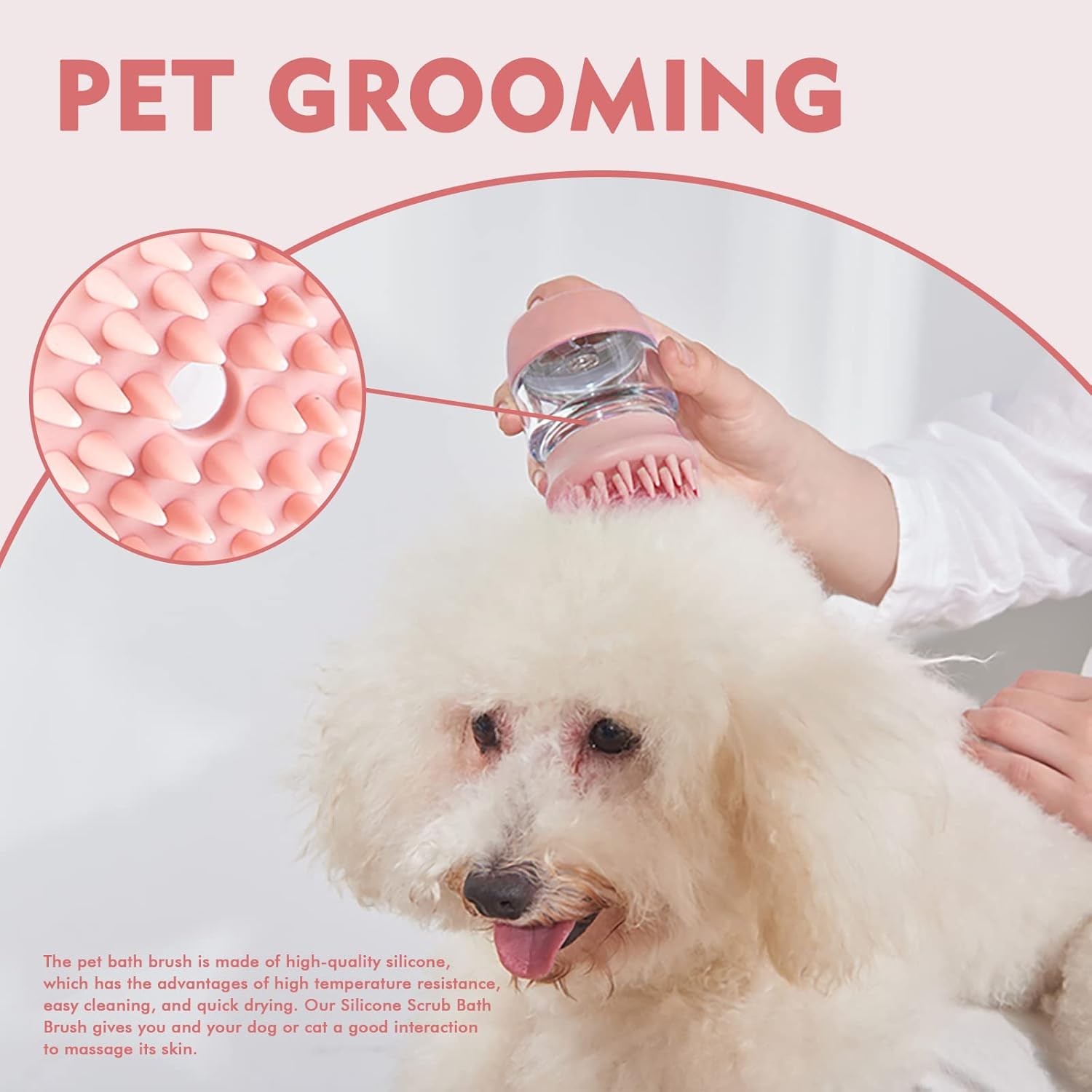 Silicone Pet Bath Brush Double Head With Shampoo Dispenser