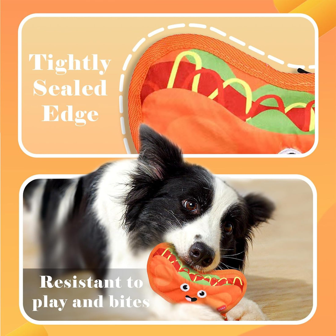 Crinkle Squeaky Stuffless Durable Interactive Chew Toy Hamburger