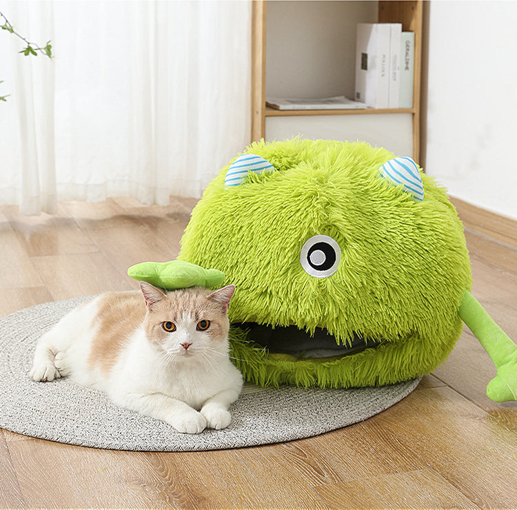 Fluffy Round Washable Calming Pet Bed for Small Pets