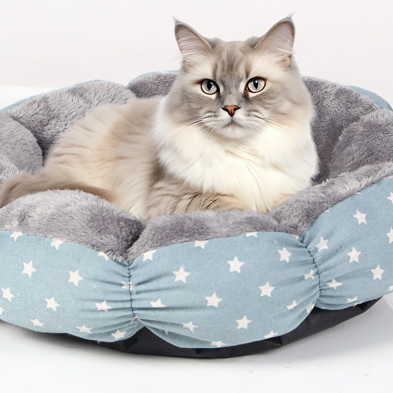 Calming Donut Fluffy Round Bed for Small and Medium Pets