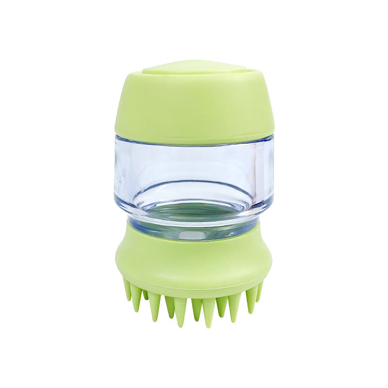 Silicone Pet Bath Brush Double Head With Shampoo Dispenser